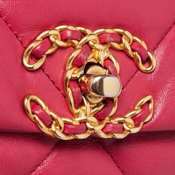 Chanel Pink Quilted Lambskin Leather Chanel 19 Small Flap Bag - Picture 9 of 10